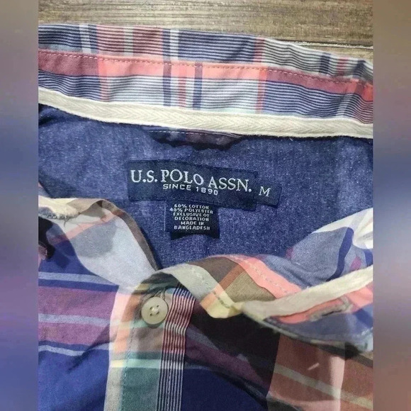 US Polo Assn. Stretch MulticoloredPlaid Long Sleeve Shirt Size M - Picture 3 of 5
